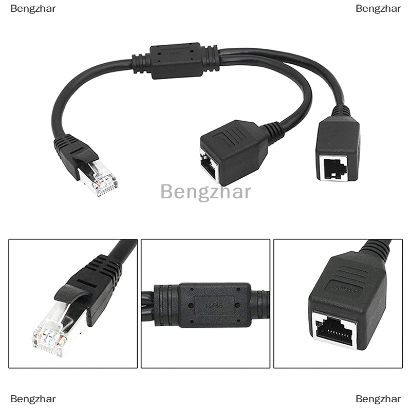 THM Bộ chia Ethernet RJ45 Bộ chia mạng LAN 1 đầu đực thành 2 đầu cái hỗ trợ dây nối mạng internet Cat6