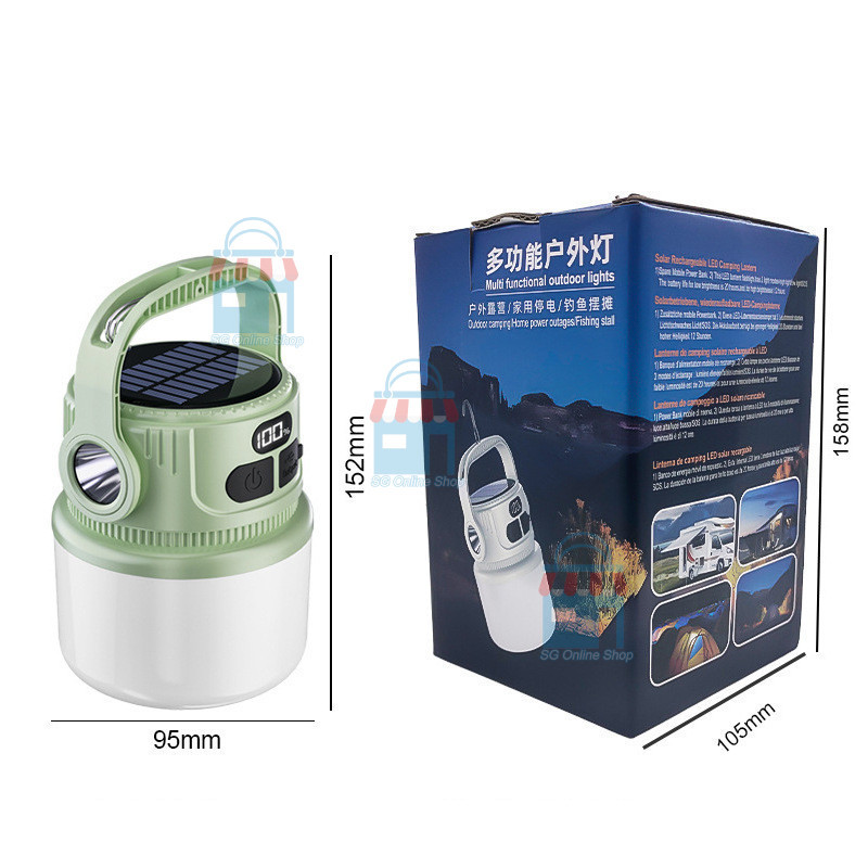 Solar Camping Lantern Portable LED USB Rechargeable Camping Light Waterproof Tent Lights Outdoor Multifunctional Lamp
