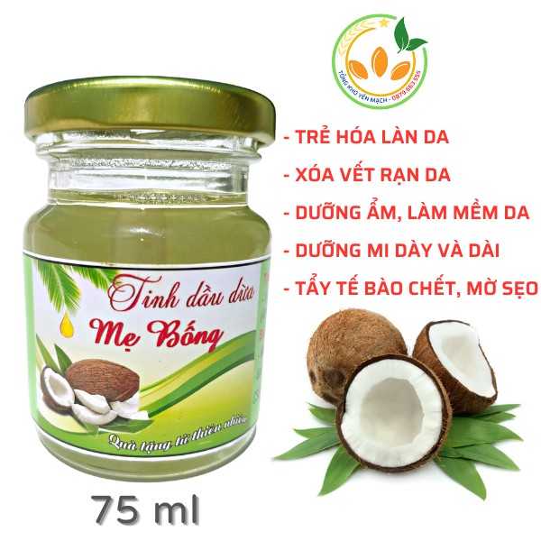 Dầu dừa nguyên chất, dầu dừa bến tre làm thủ công giúp dưỡng da ,dưỡng tóc... - cực thơm - 75ml