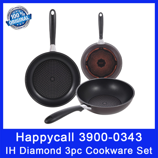 Happycall 3900-0343 IH Diamond 3pc Cookware Set. Compatible with All Heat Sources. Made in Korea. Local Singapore Stock. Singapore