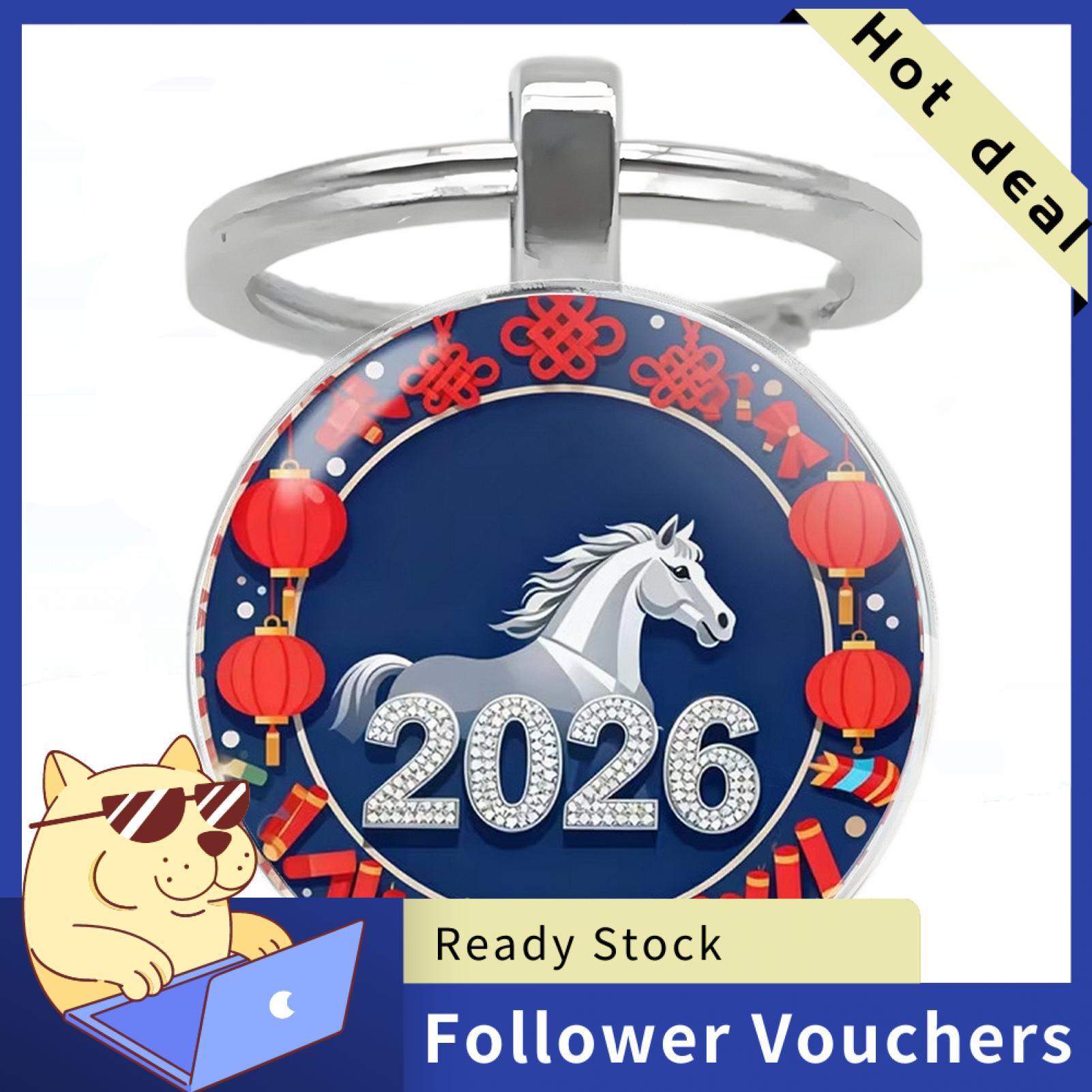 Suludong Good Luck Keychain 2026 Zodiac Keychain 2026 Year of Keychain with Bells – Lucky Zodiac Metal Pendant Compact Holiday Decoration Good Luck Charm - 1