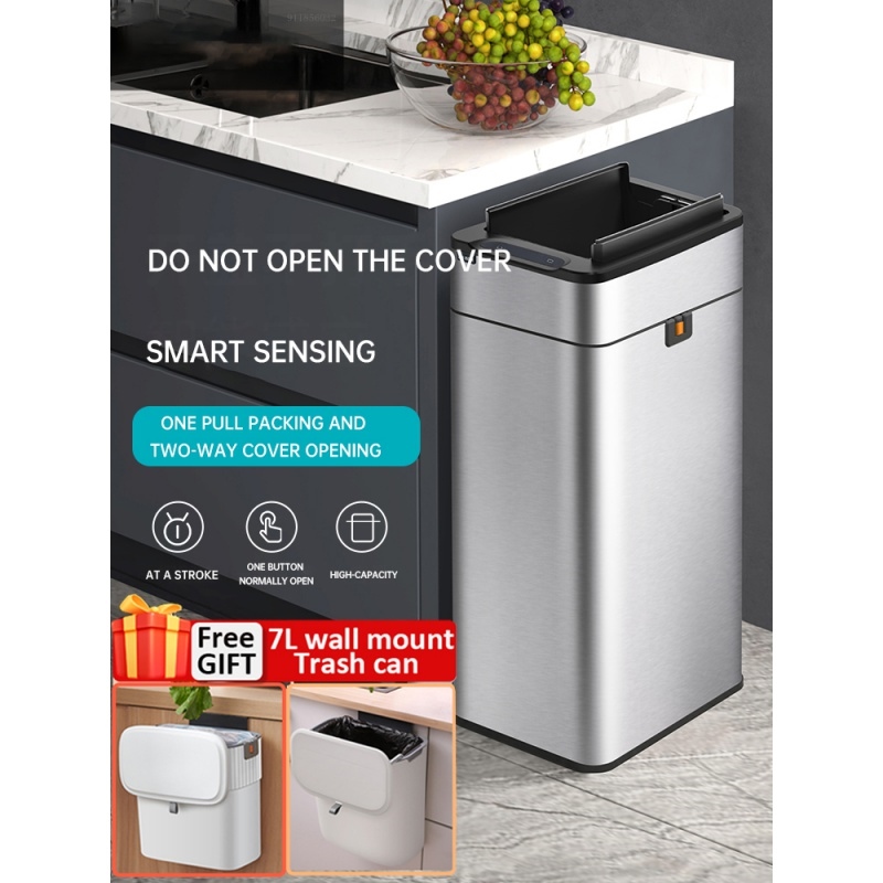 lidecai11 New Induction Trash Can Home With Lid Toilet Large Capacity Room Automatic Packing Bin ราคา  3,576 บาท*ส่งฟรี