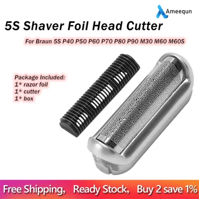 [Free Shipping] [On Sale]5S Shaver Foil Head Cutter For Braun 5S P40 P50 P60 P70 P80 P90 M30 M60 M60S Shaver Foil+Cutter