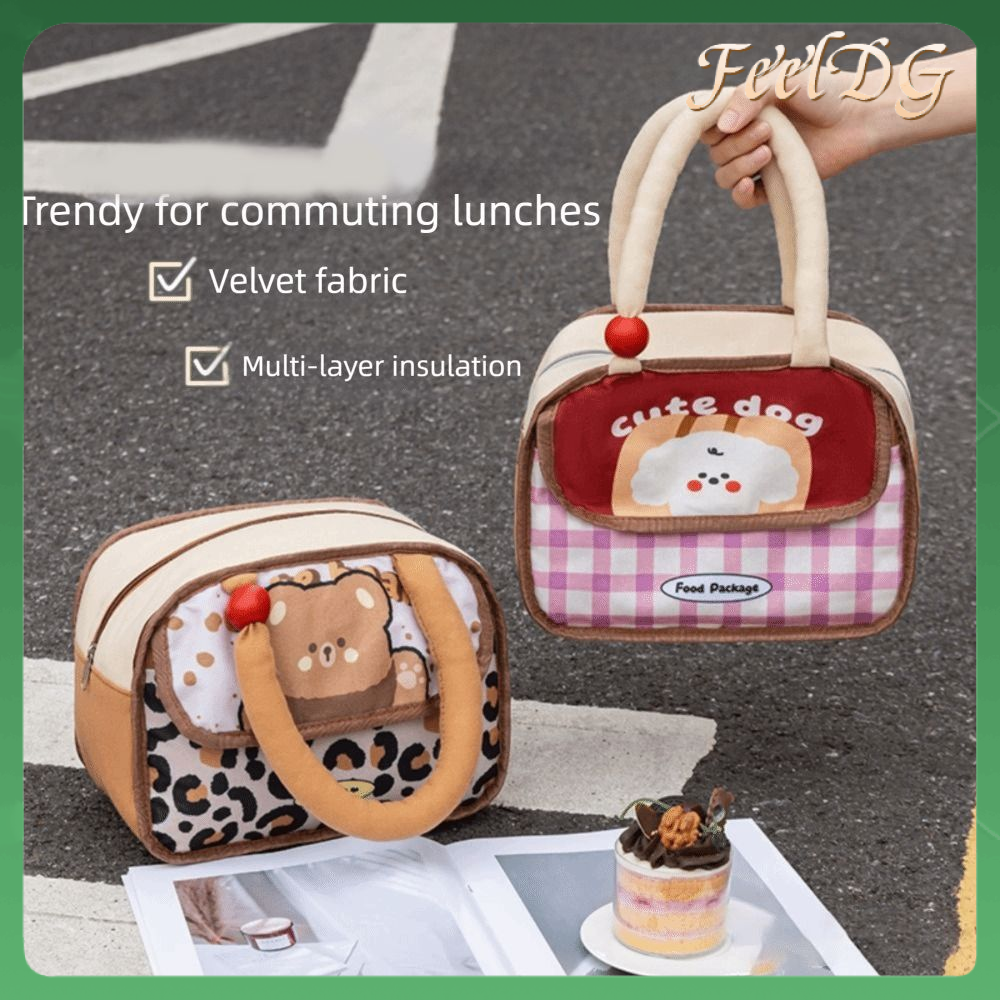 FEELDG Có lớp cách nhiệt Túi Đựng Đồ Ăn Trưa Dung lượng lớn Nhẹ Hộp cơm trưa Dễ thương Dày hơn Hộp đựng thức ăn Trường học