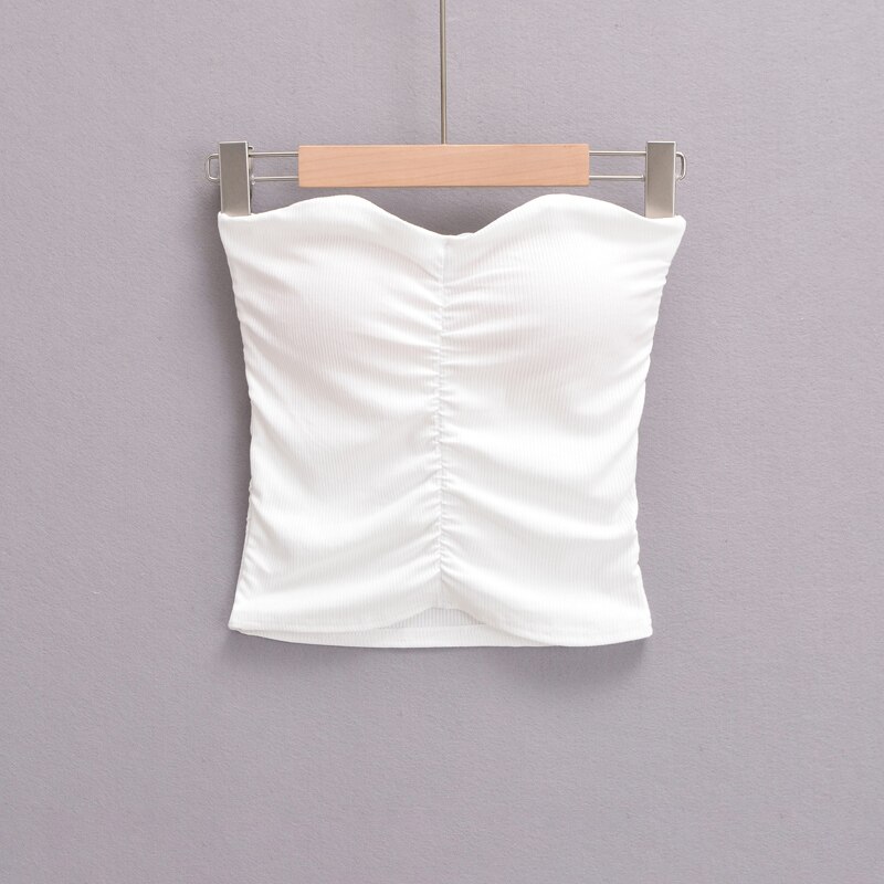 Black tube tops for women sleeveless white crop top women ruched strapless