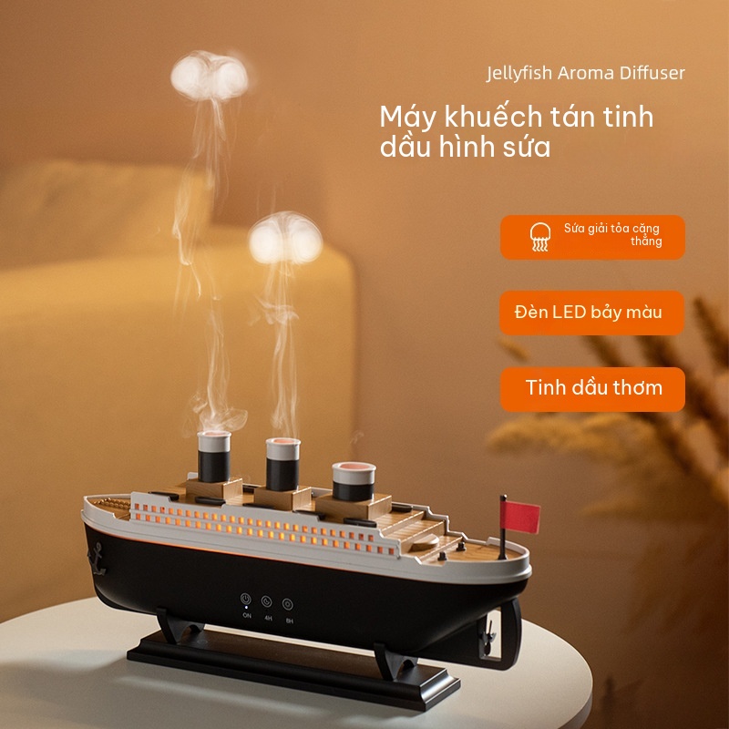 Ship-Shaped Essential Oil Diffuser – New Version, Ultrasonic Mist Spray, Retro Style