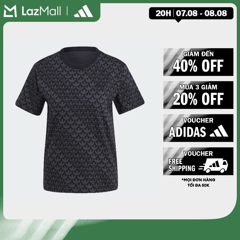 adidas Phong cách sống Áo Thun Monogram Ba Lá Nữ Đen II3180