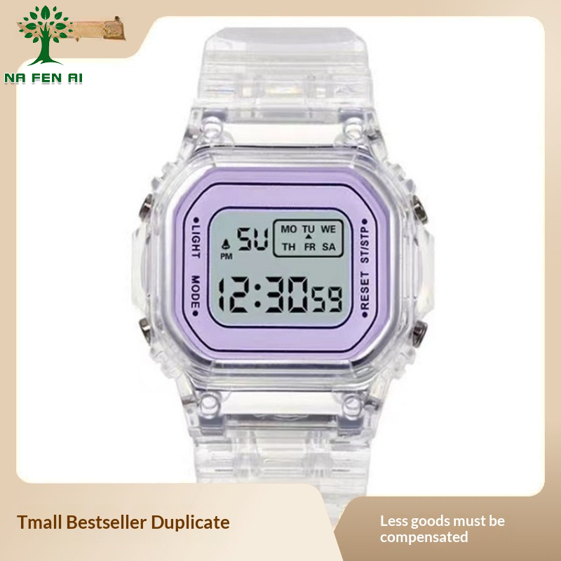 NA FEN AI Trendy Transparent Square Digital Watch for Women Students with Waterproof LED Display ราคา 63 บาท*ส่งฟรี