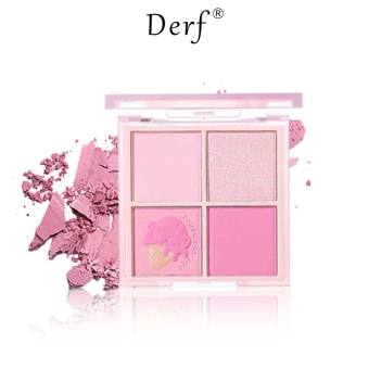 Derf 4 màu má hồng bảng màu highlight trang điểm Blush mịn Matte Rouge phấn mắt
