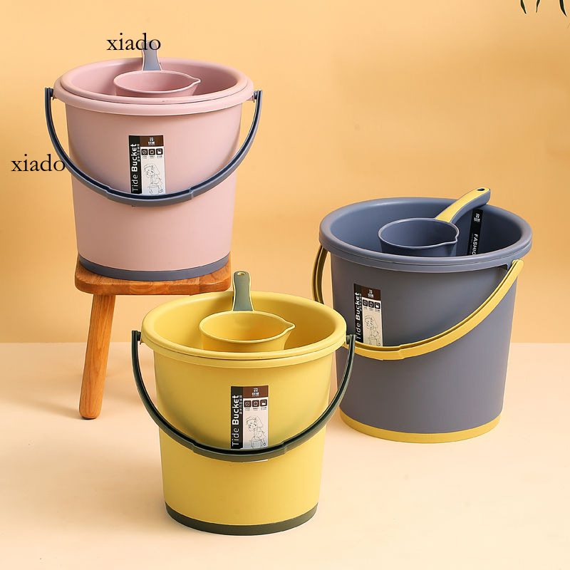 【 Vòng áp lực gia cố 】 Bộ chậu dày, chậu, xô tay cầm nhựa gia dụng, Xô tròn ký túc xá sinh viên xiad