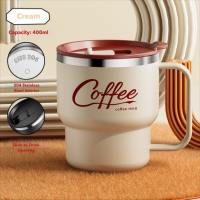 GLEAM57AM3 304 สแตนเลส ถ้วยกาแฟเก็บความร้อน พร้อมที่จับ ผนังสองชั้นแบบฉนวน ถ้วยนม แบบพกพา ป้องกันการลวก ถ้วยชา
