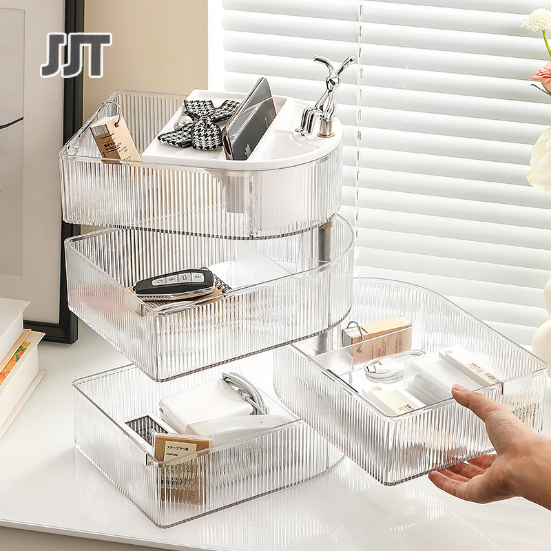 JJT Hộp lưu trữ Kệ ngăn kéo nhựa đựng hộp lưu trữ máy tính để bàn quay hộp lưu trữ Máy tính để bàn hộp lưu trữ mỹ phẩm giá lưu trữ nhiều lớp hoàn thiện giá