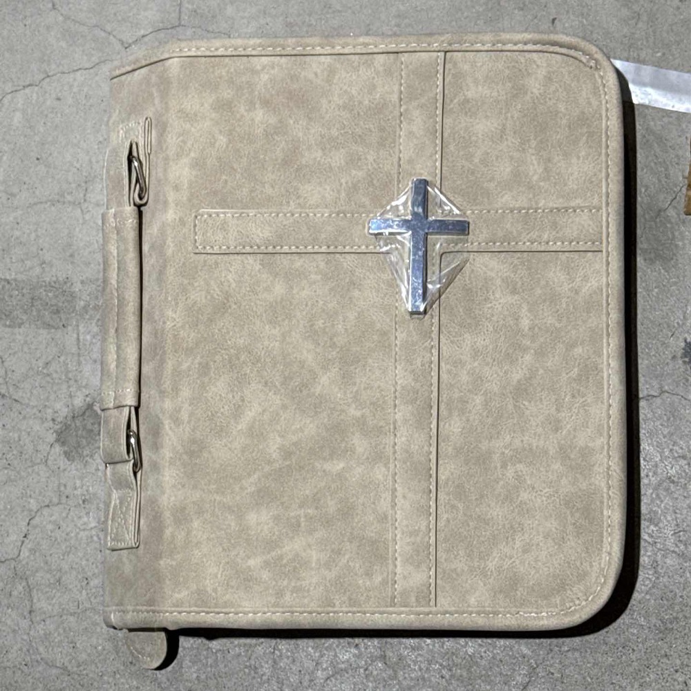 ONERVGY Dust-proof Vegan Leather Bible Cover Cross-themed with Phone Pocket Bible Carrying Case Classic Religious Style Bible Protective Book Holder Church Use