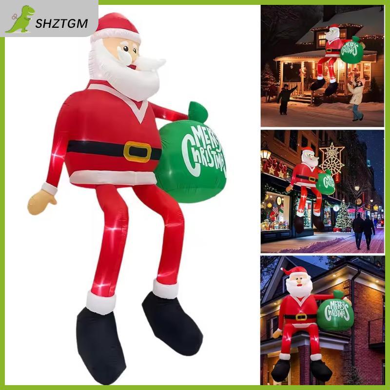 【SHZTGM】 2.4เมตร 7.8FT ตกแต่งคริสต์มาสของเล่นเป่าลมซานตาคลอสปล่องไฟบ้านลานบ้านเครื่องประดับคริสต์มาส LED ตกแต่งคริสต์มาส inflata ราคา 1,334 บาท*ส่งฟรี