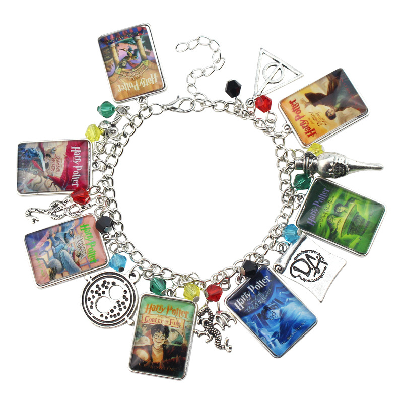 Harry Potter: Book Cover Glass Bracelet, Philosopher's Stone, Goblet Of Fire, Order Of The Phoenix, Deathly Hallows SYY