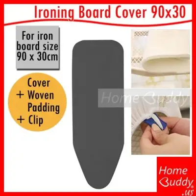 Ironing Board COVER for 90x30cm OR for 110x33cm board. WITH Knitted Cotton PADDING 5mm thick. WITH CLIP. READY Stocks SG. HomeBuddy. Acev Pacific. iron board cover