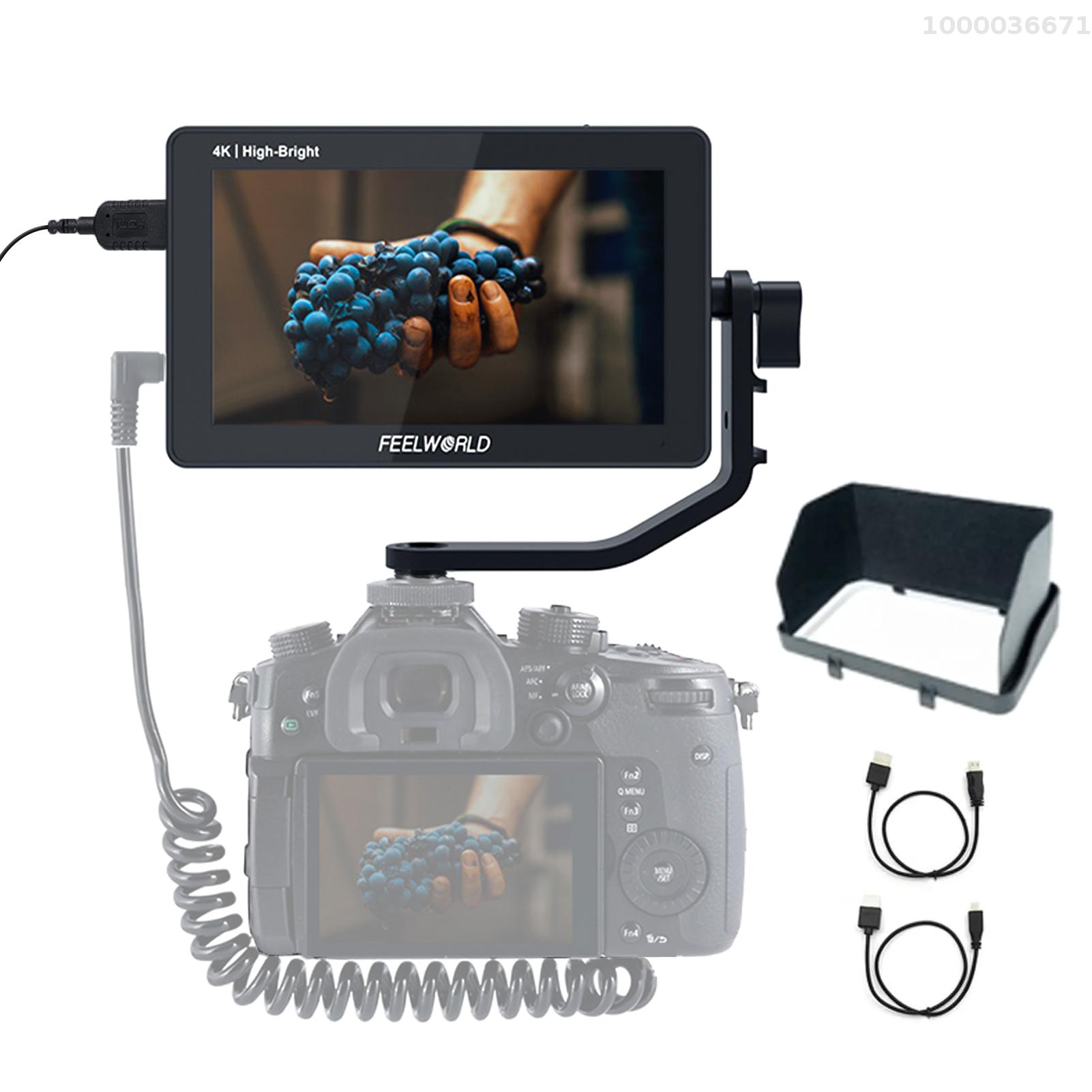 FEELWORLD F6 PLUSX 5.5-Inch IPS Monitor 1600nit Video Panel 1920*1080px Touch Control 4K UHD Input Output Support NP-F /Type-C/DC Power Supply with Detachable Sunshade & Tilt Arm ราคา 8,116 บาท*ส่งฟรี