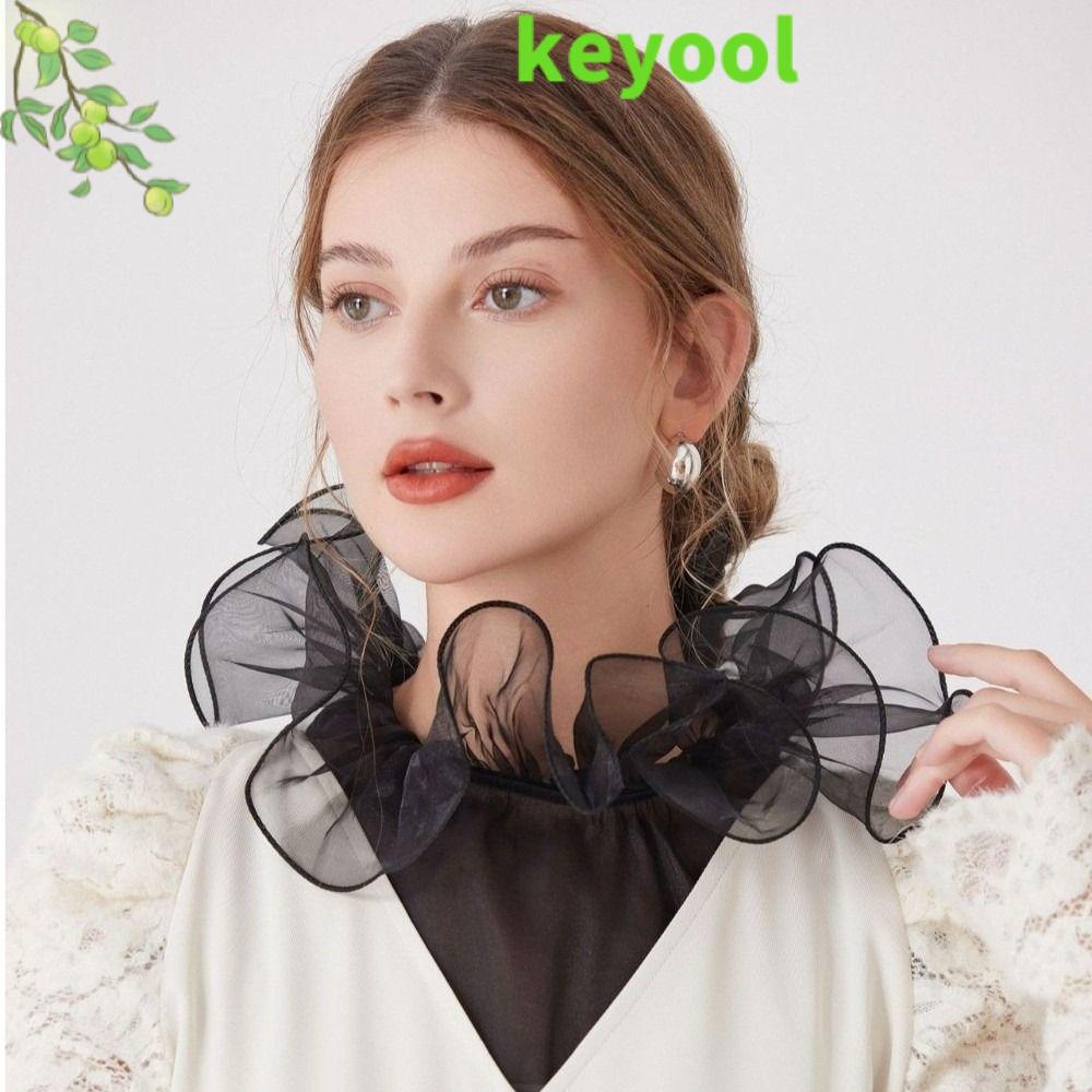 KEYOOL Viền polyester Cổ áo giả Viền ren Thiết kế xếp nếp Dây đeo cổ Thanh lịch Thoáng khí Áo sơ mi nửa thân Váy Áo Sơ Mi