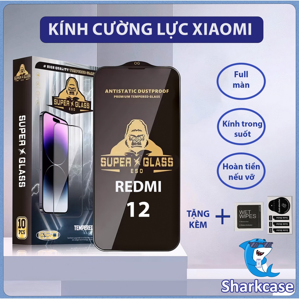 Kính cường lực Redmi 12 Kingkong thế hệ mới full màn miếng dán bảo vệ màn hình điện thoại