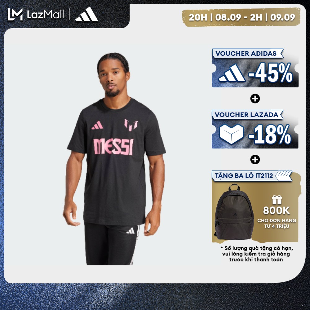 adidas Bóng đá Áo Thun Graphic Messi Kèm Tên Và Số Áo Nam Đen JM3551 