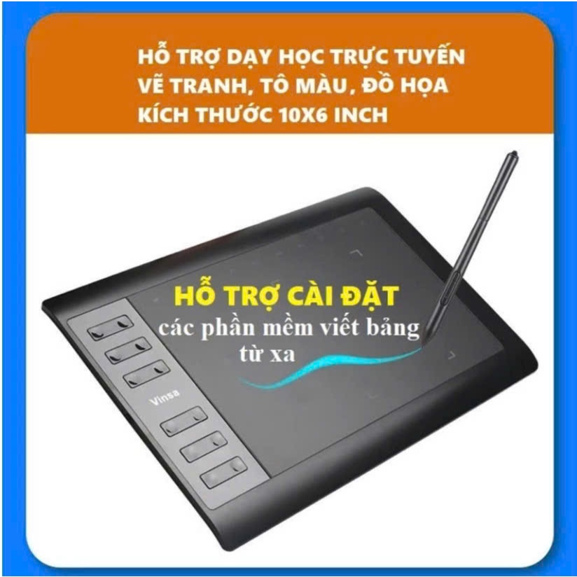 Bảng vẽ điện tử Vinsa 1060 kèm  bút  tương thích Window và Android - Phiên bản nâng câ