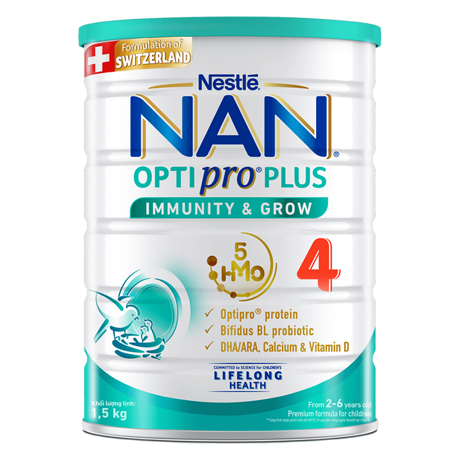 Sữa bột Nan Optipro Plus số 4 mẫu mới 1,5 kg