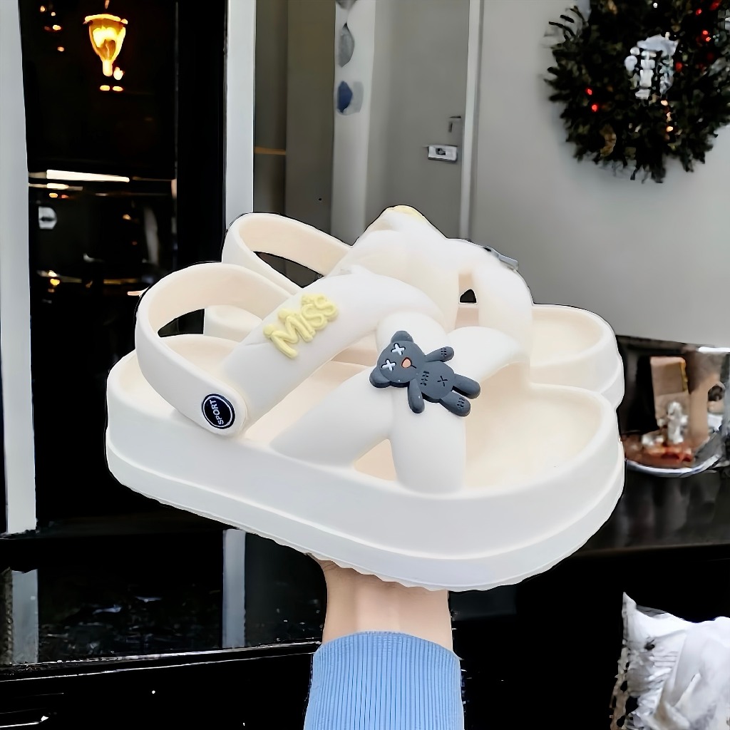 Dép quai hậu đế độn bánh mì đế cao 6 cm bản dây quai chéo ZIZAC phong cách Hàn Quốc chọn tăng 1 size D7711