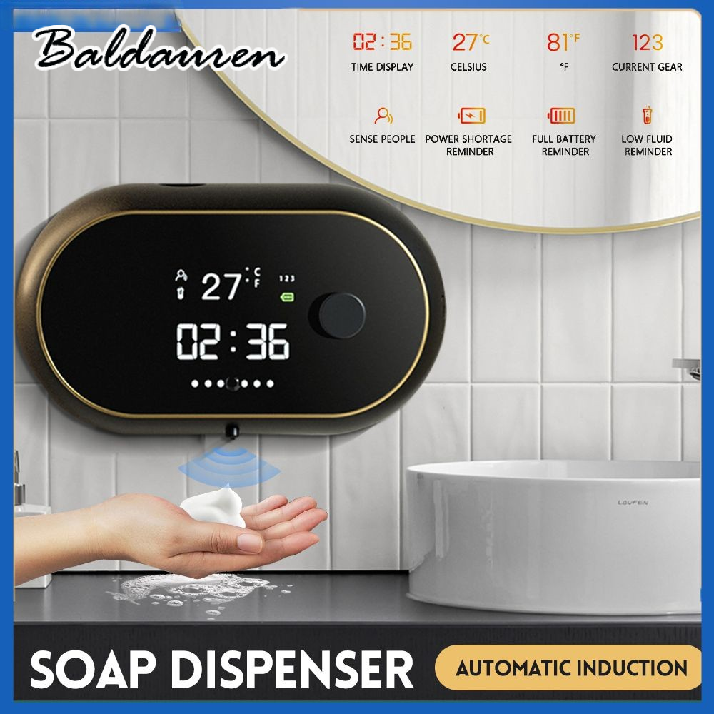 BALDAUREN หน้าจอ LED Idle SOAP Bin อัตโนมัติแขวนมือ300ml/450ml สำหรับร้านอาหารครอบครัวโรงแรม uppy touchless เครื่องทำเตียงโฟมดอกไม้ ราคา 469 บาท*ส่งฟรี