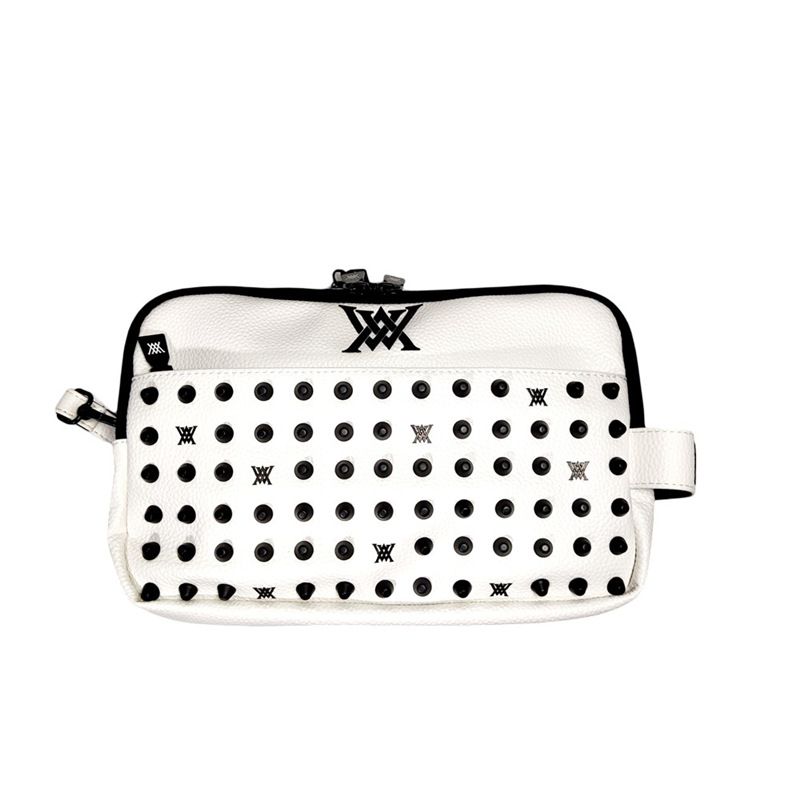 Genuine NEW ANEW Golf Clutch Cool Black Rivet Wrist Bag Printed Soft Bag Double Pull Mobile Phone Sp