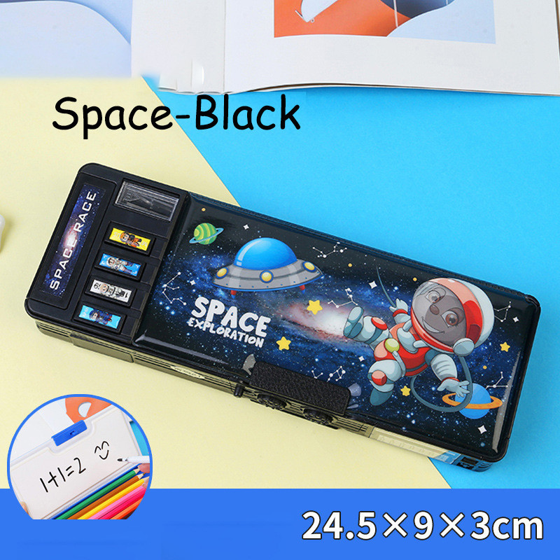 Tempat Pensil Magnet Sandi Kotak Pensil Anak Kode Sandi Tempat Pensil Multifungsi Kartun Multifungsi Tempat Pensil Dua Sisi Tahan Air Dengan Rautan Pensil Tempat Pensil Berkapasitas Besar
