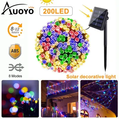 【Clearance Sale】Auoyo Decoration Lights 200 LED Light Solar String Outdoor Lighting Waterproof Decorative LED String Lights 8 Modes Solar Powered Fairy String Lights for Garden Patio Home Wedding Party
