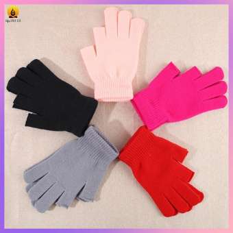 LIJU78113 Găng tay nam Len đan Thể thao ngoài trời Dày sang trọng Găng tay hở ngón Găng tay ấm lông Găng tay nữ