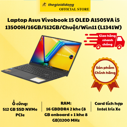Laptop Asus Vivobook 15 OLED A1505VA i5 13500H/16GB/512GB/Chuột/Win11 (L1341W)