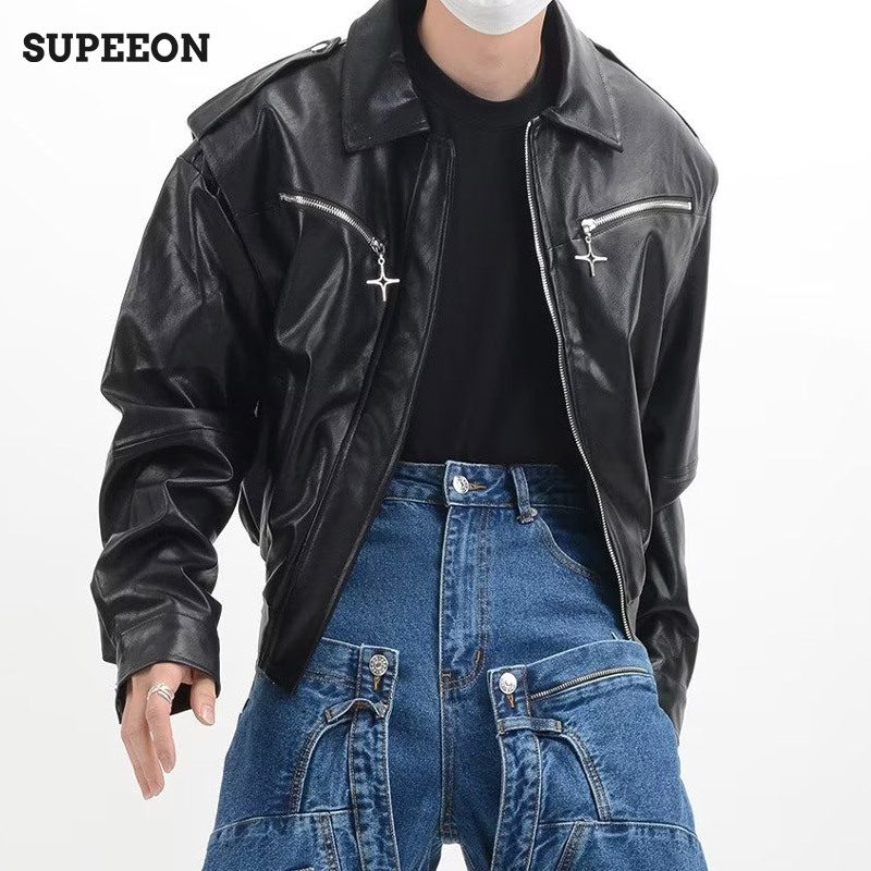 SUPEEON Men s fashion design sense leather jacket flying motorcycle suit