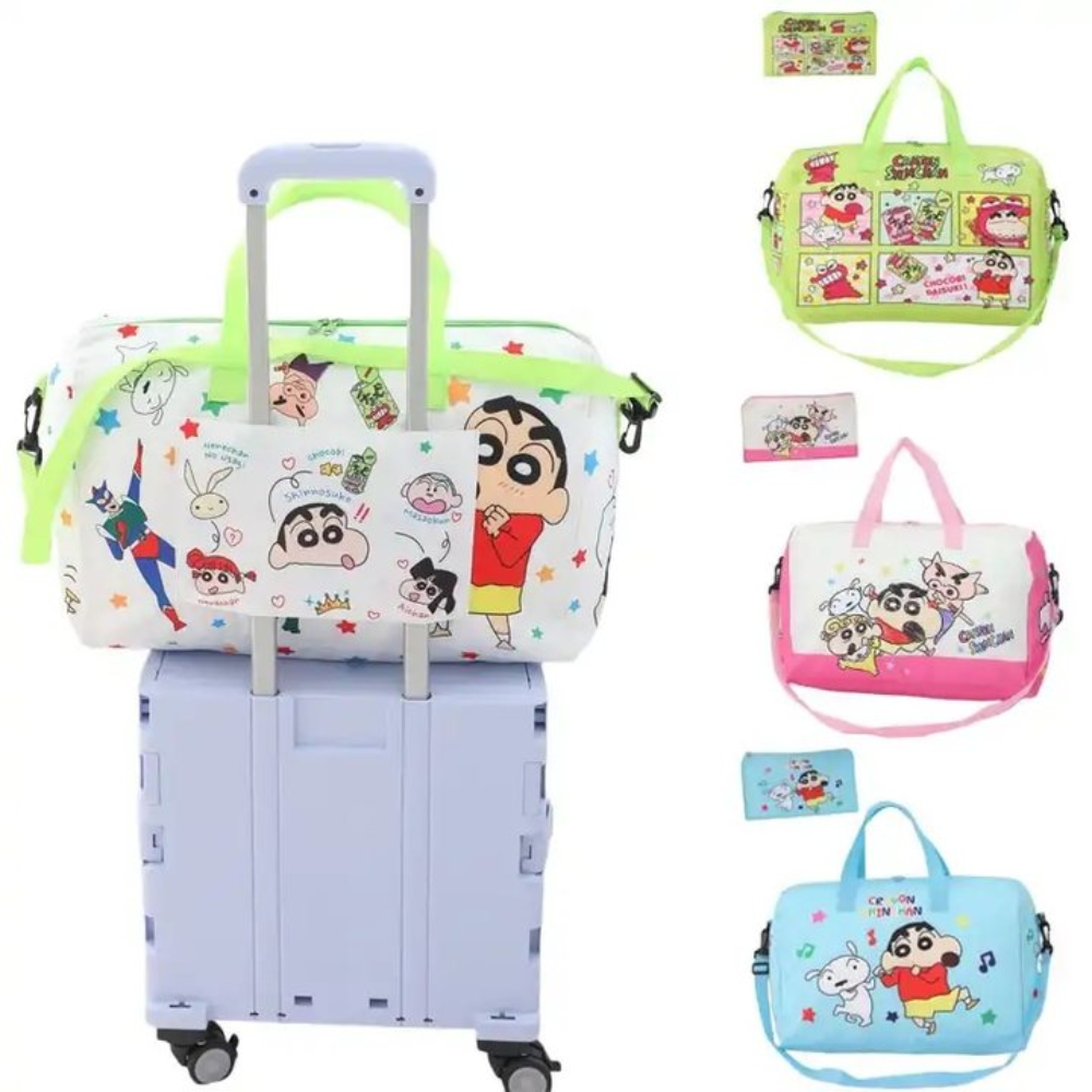 HXXM6E Vải bố Túi ngắn Shin-Chan bút chì màu Sức chứa lớn Không thấm nước Shinnosuke Túi du lịch gấp gọn Thường ngày Hoạt hình Túi Xách Hành Lý Du Lịch Ngoài trời