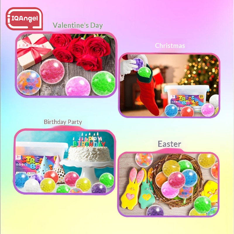 IQANGEL Sensory Stress Relief Squishy Water Bead Balls for Hand Therapy and Mind Relaxation ราคา 17 บาท*ส่งฟรี