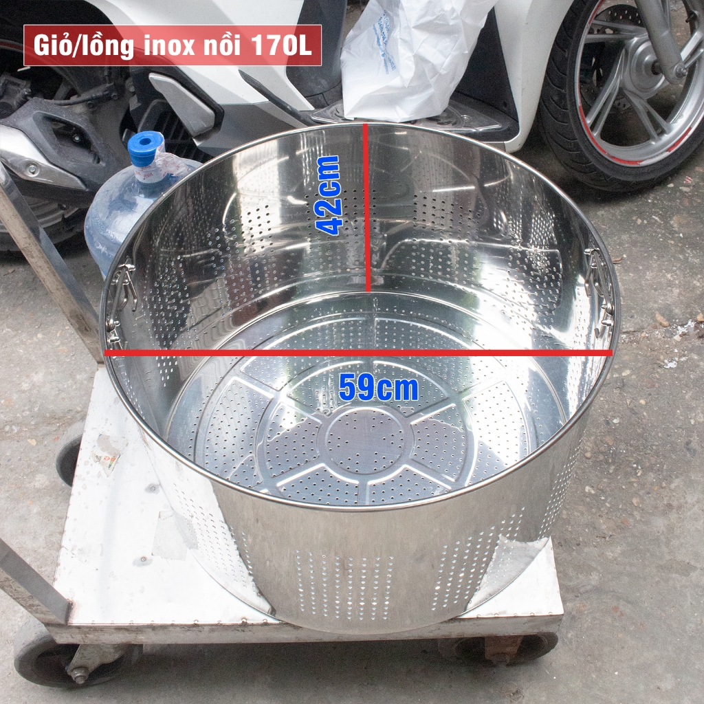 Lồng giỏ inox đục lỗ đường kính 60cm hầm xương đa năng