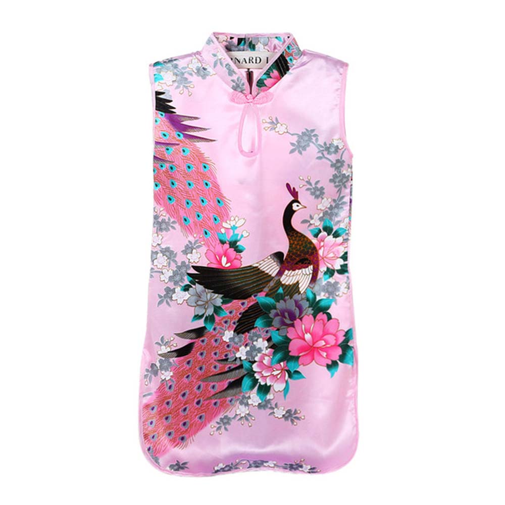 ADOP Dễ thương Mảnh mai Qipao Các cô gái Phong cách Trung Quốc Con công Trang phục truyền thống Quần áo mùa hè Áo dài trẻ em Váy sườn xám - 2