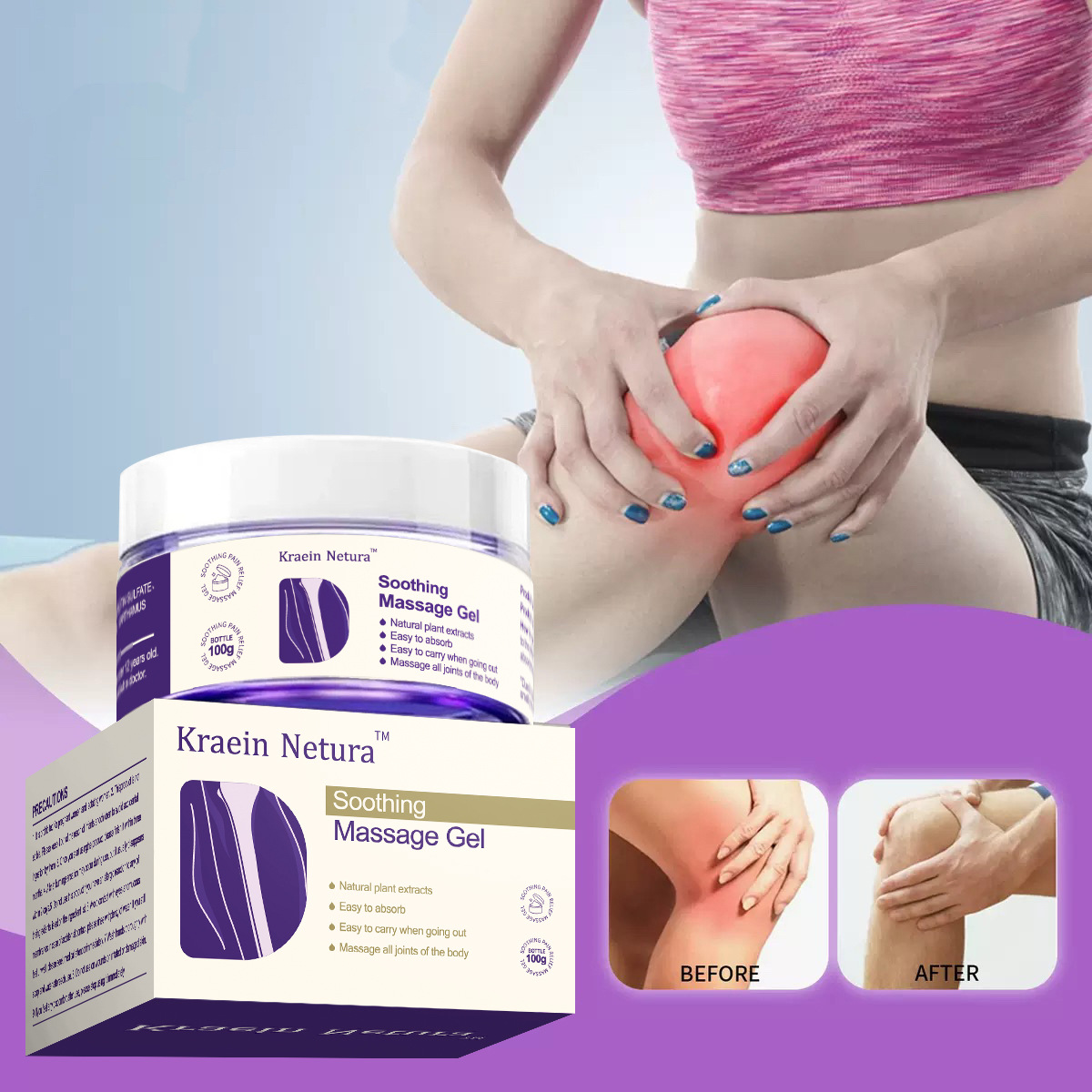 Cross-border Hot Selling Body Massage Gel for Joint Care, Knees, Elbows, Shoulders, Neck, Lumbar Massage Heating Gel 100g