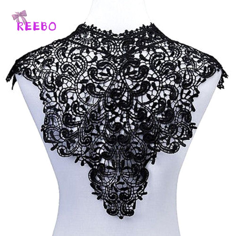 REEBO Có thể tháo rời Đường viền cổ áo ren Băng đeo cổ Vải Thêu Đường viền cổ áo khoét lỗ Thanh lịch