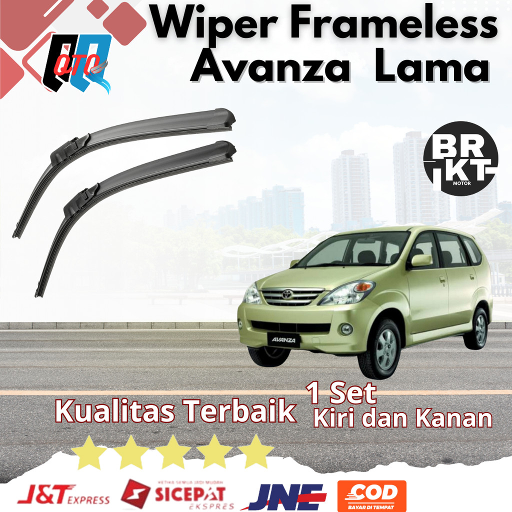 Wiper Mobil Toyota Avanza 2003 - 2011 Frameless 1 Set Kiri dan Kanan Tanpa Rangka Besi Blade Kaca Karet Kendaraan Motorcycle Harga 50,000 rupiah*Gratis Ongkir