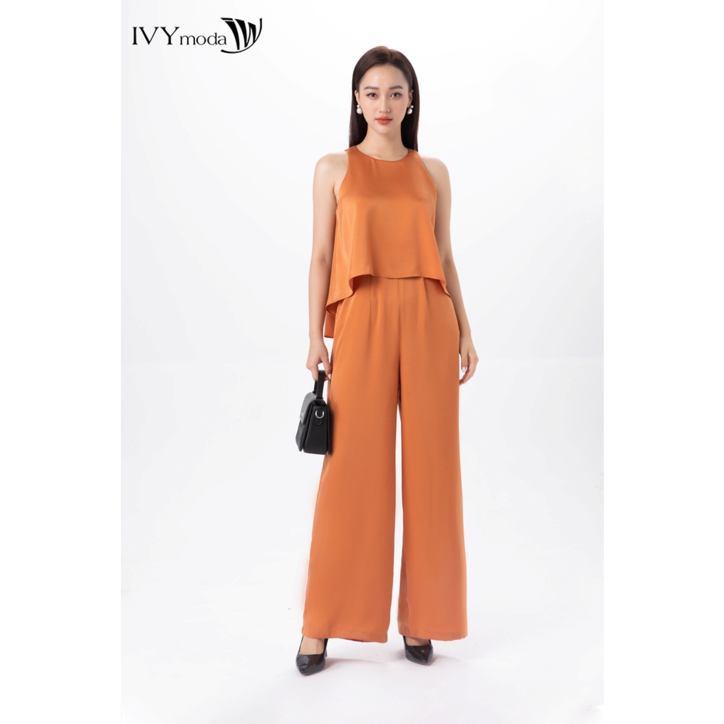 Jumpsuit lụa suông trơn ivy moda ms 18m7268