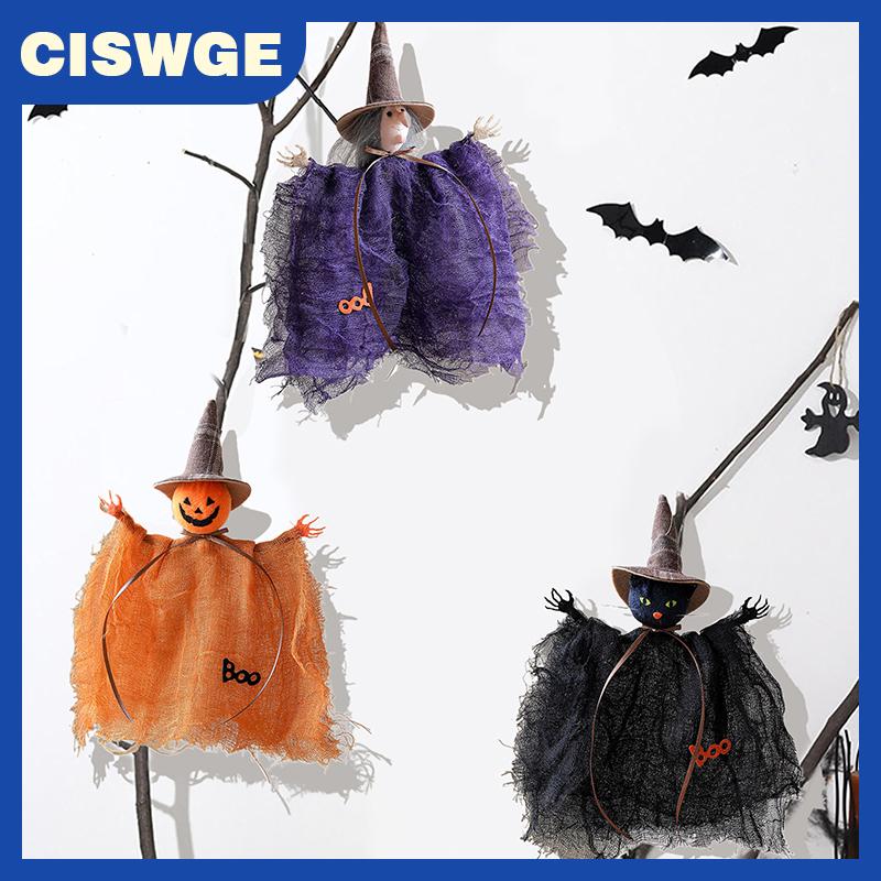 CISWGE Halloween Trang Trí Bí Ngô Ma Phù Thủy Búp Bê Mặt Dây Chuyền Ngôi Nhà Ma Ám Bên Đạo Cụ Halloween Trang Trí Thủ Công Cho Các Cửa Hàng Bên Thanh