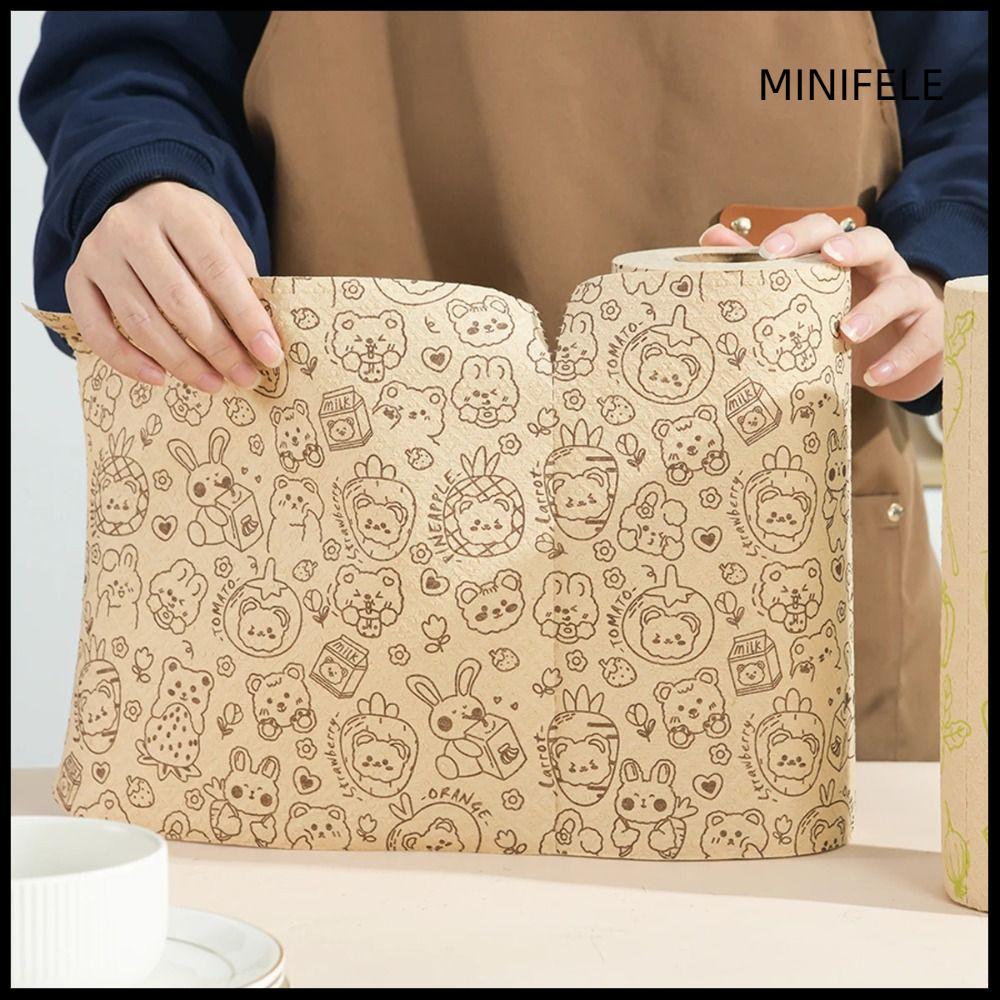 MINIFELE 60 Sheet/Roll Tái sử dụng Khăn giấy rửa chén Thay thế Đa năng Giẻ lau đĩa dầu chống dính  Khăn lau Vải Lười sợi tre