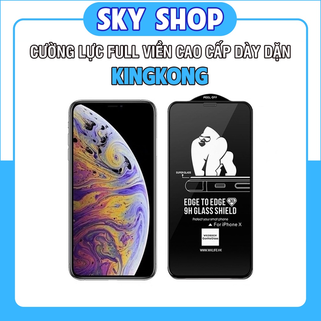 Kính Cường Lực iPhone Full Màn KingKong Baiko (Nobox) 6/6s/6plus/6splus/7/7plus/8/8plus/plus/x/xr/xs/11/12/13/14/pro/max