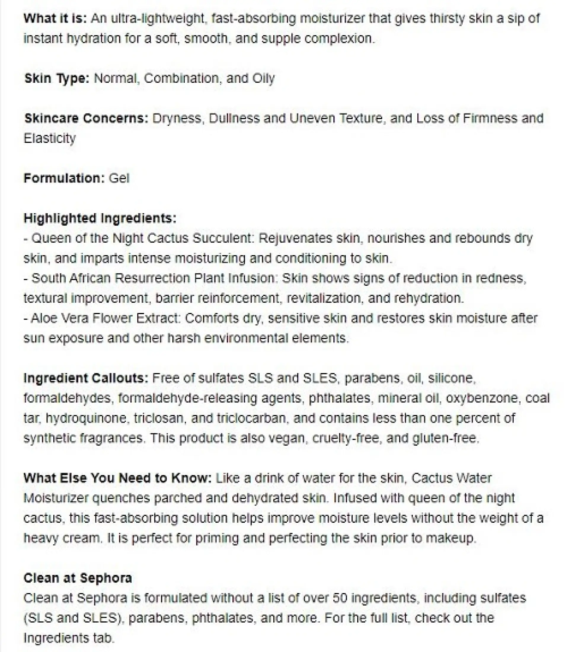 boscia cactus water moisturizer 3.4 oz