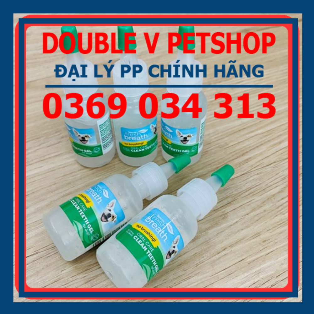 Gel vệ sinh răng miệng cho chó gel thơm miệng gel giảm cao răng Tropiclean Fresh Breath - Dùng thử 14.8ml - Double V Petshop