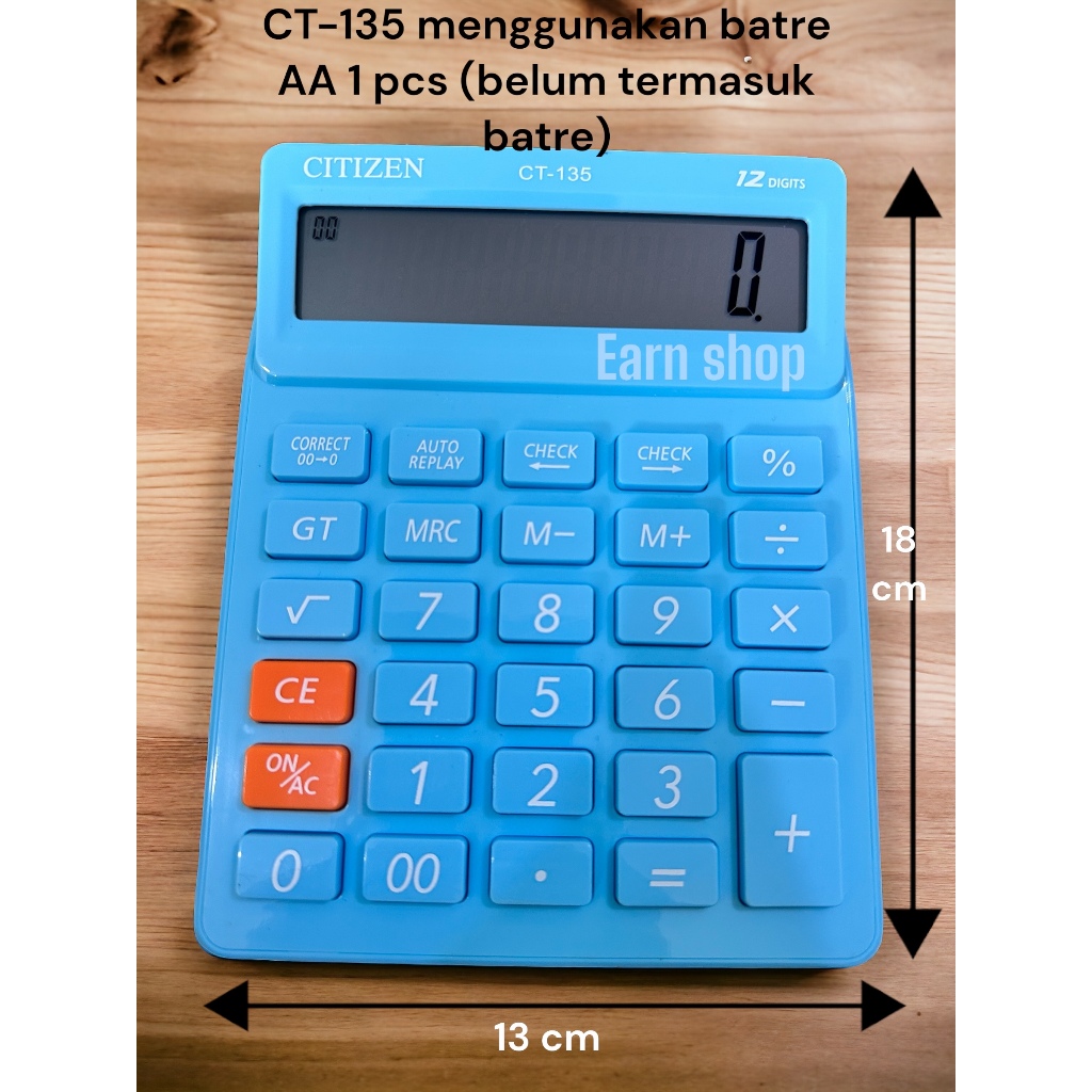 Citizen kalkulator dagang 12 digit CT-135 | kalkulator warna warni CT 135