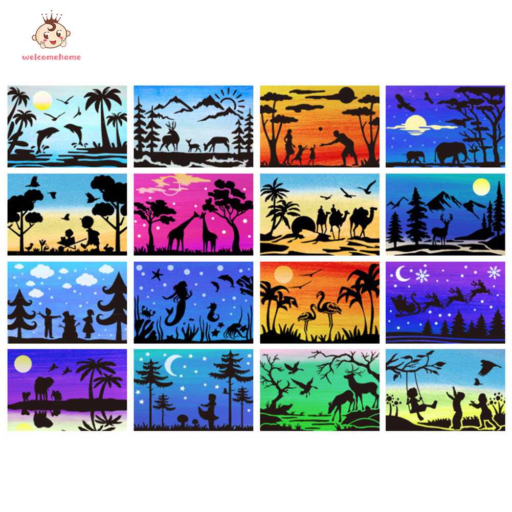 Welcomehome 16 Mẫu Tranh Bóng, Giấy Nến Để Làm Đầy Màu Sắc Thủ Công Làm Họa Tiết Sổ Lưu Niệm