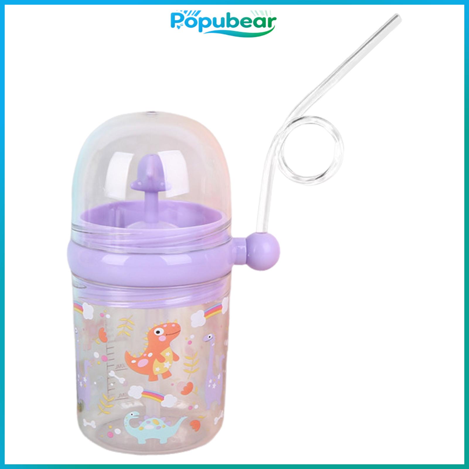 Popubear Water Cup with Spray Feature Transparent Straw Water Cup Whale Squirt Drinking Cup with Straw Cute and Leak Proof Tumbler for Kids Perfect for School Parties and Beach Fun 260ml Capacity
